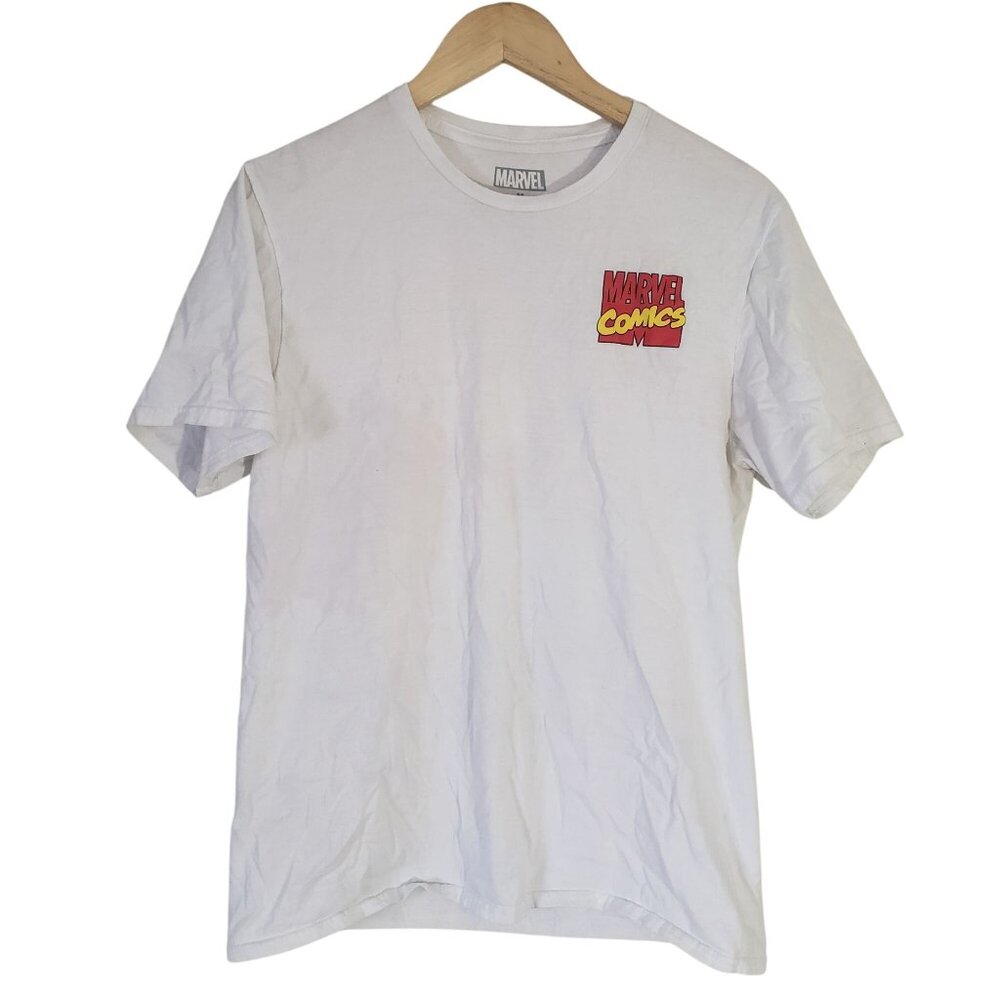 Marvel Comics Mens White Avengers Graphic T-Shirt‎ Size M Nerd Geek Nostalgia